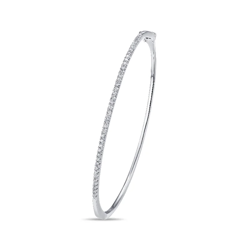 Diamond Hinged Bangle Bracelet in Platinum