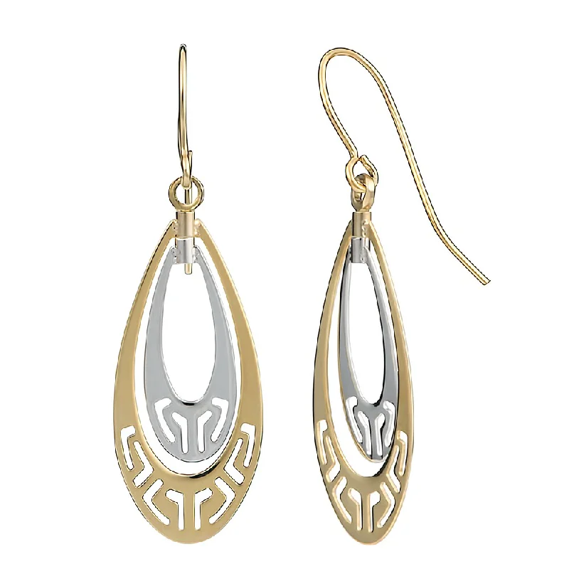 Fremada 10k Two-tone Gold Teardrop with Cut-outs Dangle Earrings