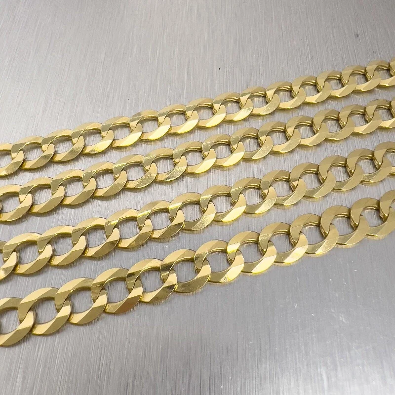 14k Yellow Gold Flat Cuban Curb Link 7.00mm Chain Necklace 26" 31.3g