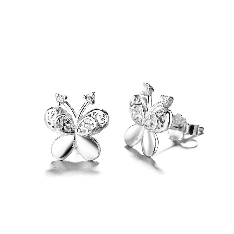 Sterling Silver Stud Butterfly Earrings