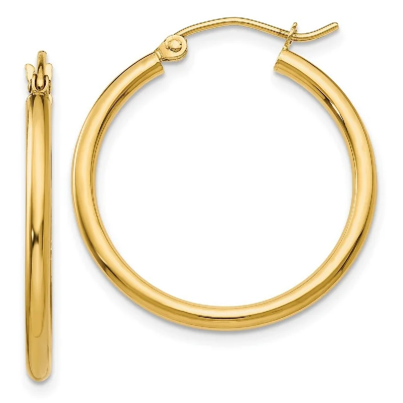 Curata 10k Yellow Gold Polished Lightweight Tube Hoop Earrings - 25x26.12mm