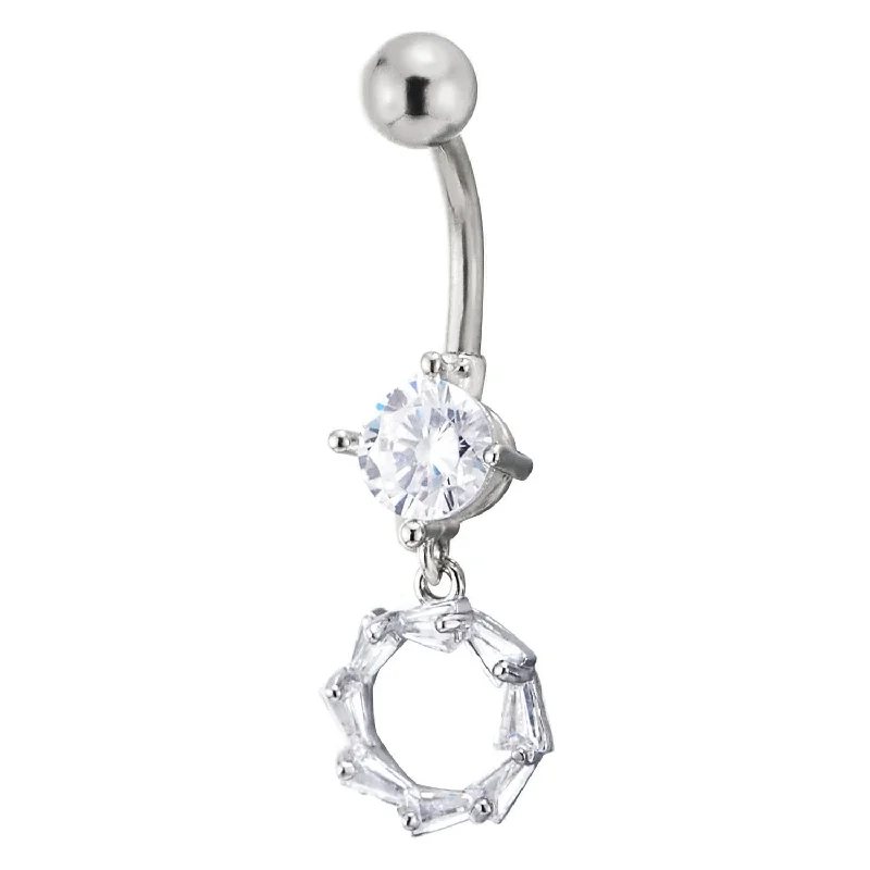 Belly Chain Belly Button Ring Body Jewelry Piercing Navel Ring with Dangle Cubic Zirconia Circle