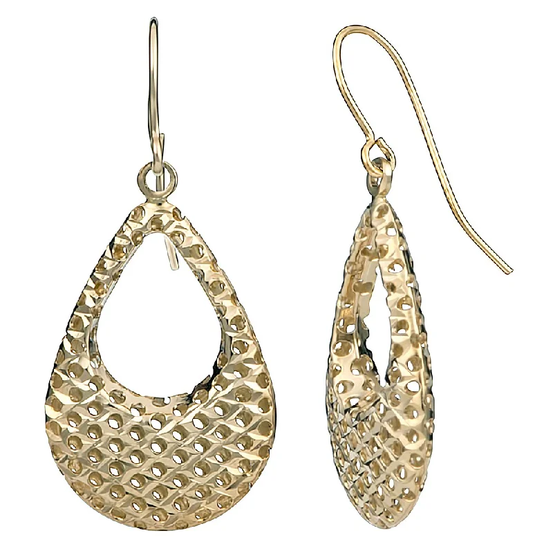 Fremada 10k Yellow Gold Puffed Teardrop Diamond-cut Earrings