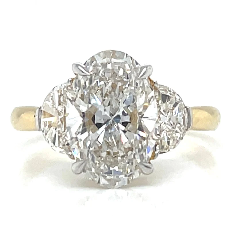 Summer - 14ct Yellow Gold 3.07ct Oval And Half Moon Laboratory Grown Diamond Ring