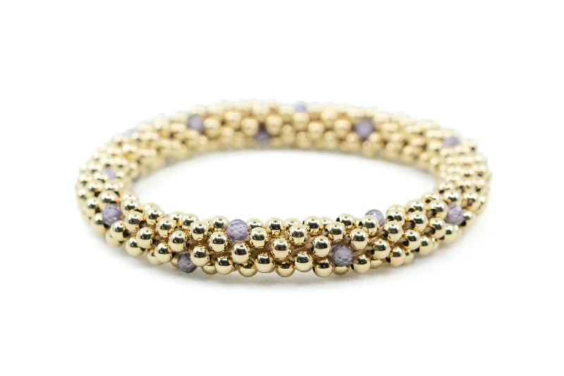 14K Gold filled Cluster bracelet with Lavender Cubic Zirconia accents