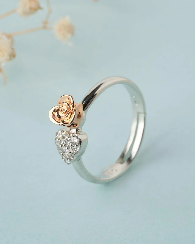 925 Sterling Silver Beautiful Rose Ring R01597