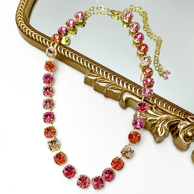 Sorrelli | Mara Crystal Statement Necklace in Bright Gold Tone and First Kiss