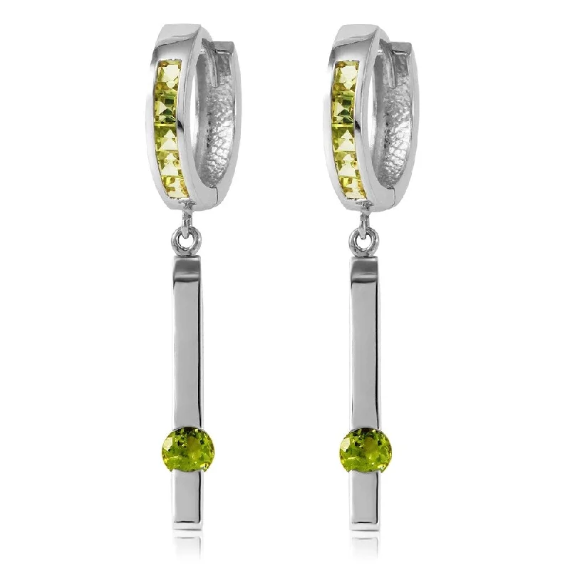 1.35 CTW 14K Solid White Gold Teenage Sweetheart Peridot Earrings