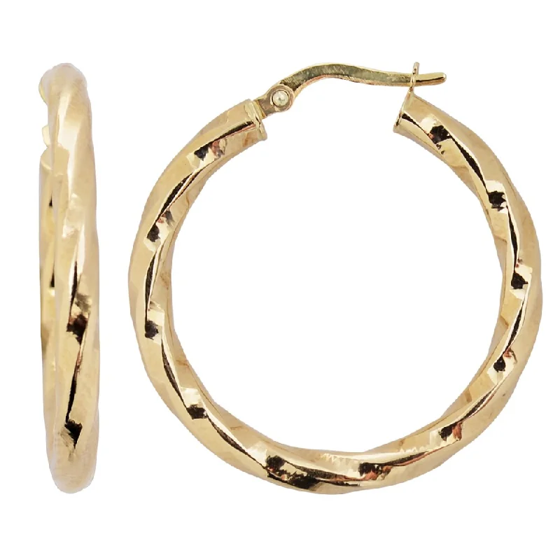 Fremada 10K Yellow Gold 25mm High-polish Round Twist Hoop Earrings