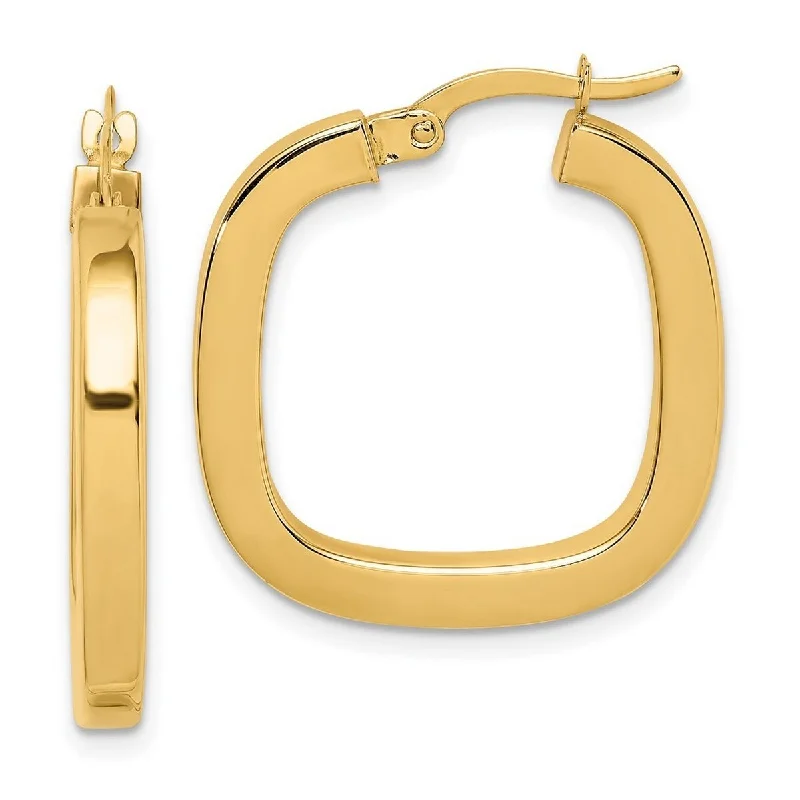 Curata 14k Yellow Gold 23mm Square Tube Hollow Hoop Earrings