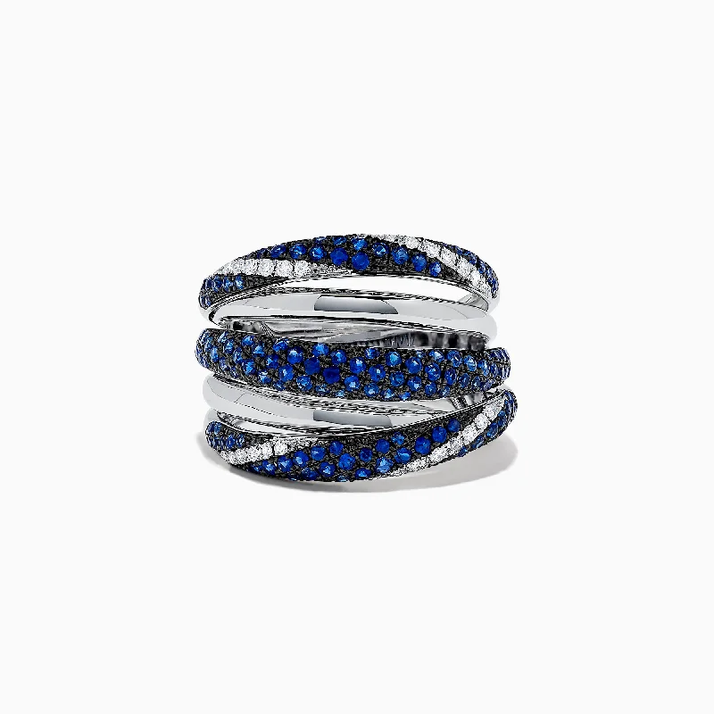 Royale Bleu 14K White Gold Sapphire and Diamond Ring, 1.04 TCW