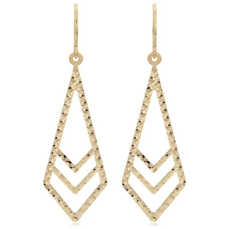 Fremada 10k Yellow Gold Diamond-cut Surfaced Inverted Kite Dangle Earrings