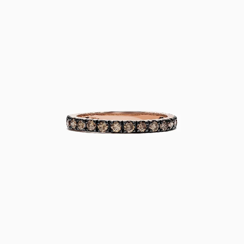 14K Rose Gold Brown Diamond Stacking Ring, 0.65 TCW