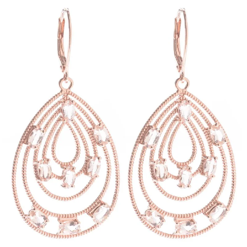 Sterling Silver Pink Morganite Drop Earrings