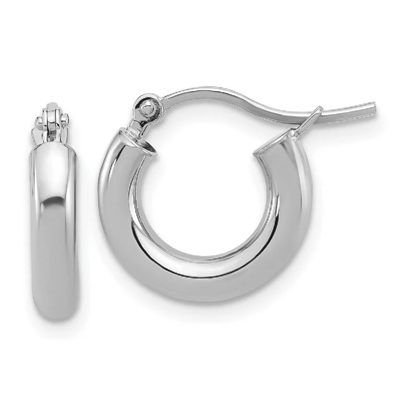 Curata 14k White Gold Polished Polished Hoop Earrings - 14x14mm