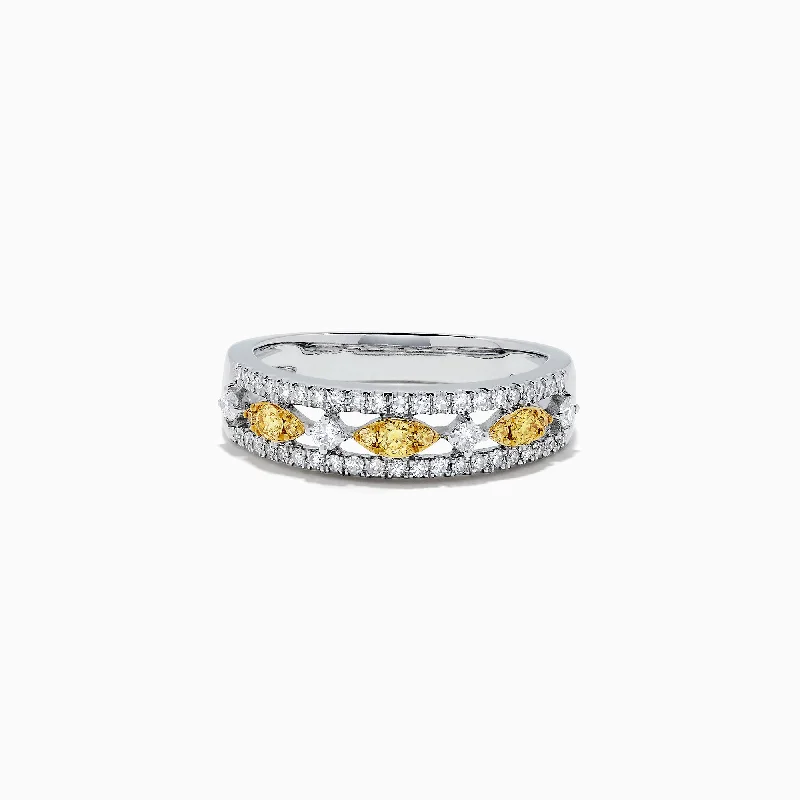 Canare 14K White Gold Yellow and White Diamond Ring, 0.42 TCW