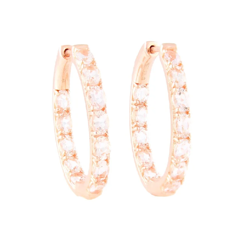 14k Rose Gold over Silver Morganite Inside-out Hoop Earrings