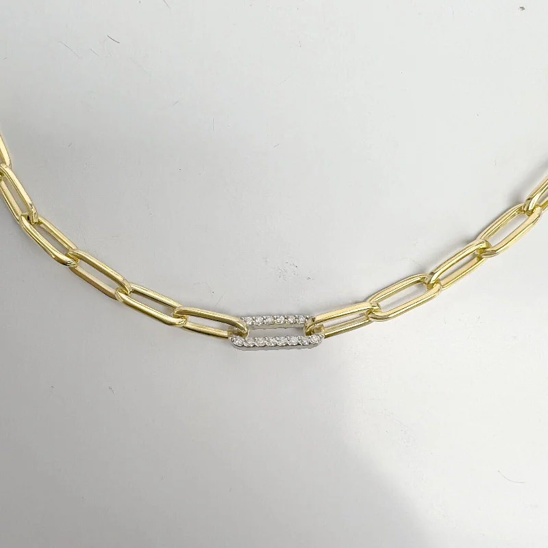 14k Yellow Gold 0.60ctw Diamond Paperclip Link 5.00mm Chain Necklace 17" 15.1g