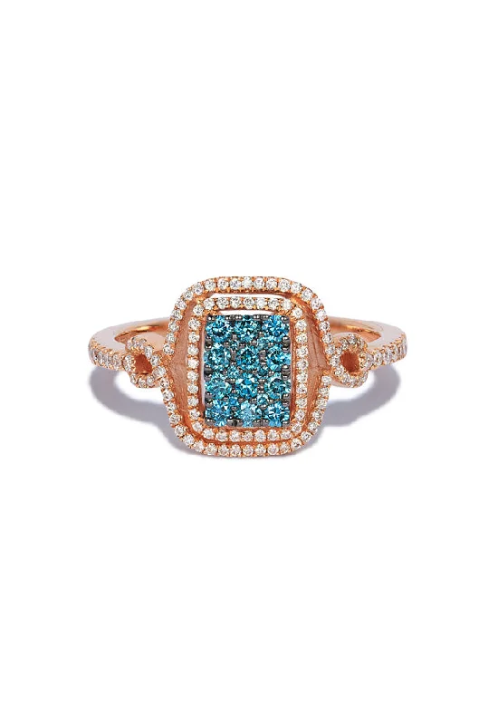 Bella Bleu 14K Rose Gold Blue and White Diamond Ring, 0.52 TCW