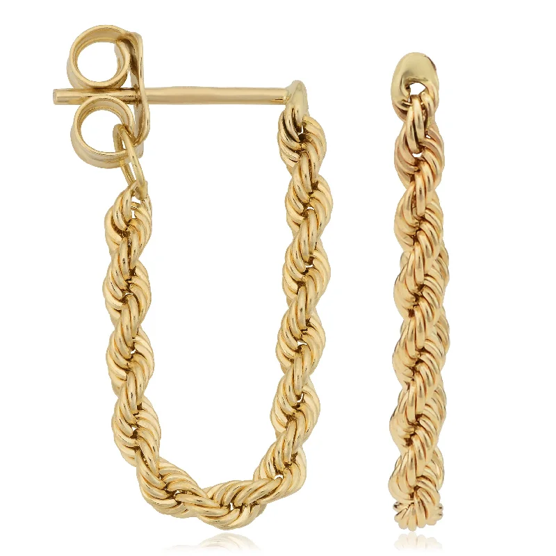 Fremada 10k Yellow Gold Diamond-Cut Rope Dangle Earrings