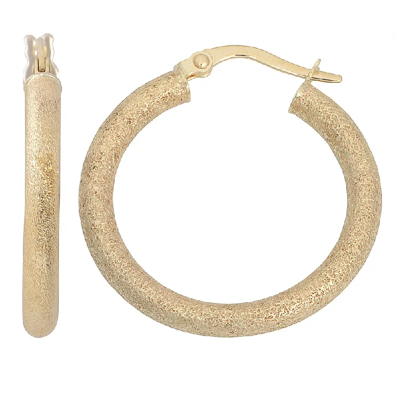 Fremada 10k Yellow Gold Glass Blast Finish Hoop Earrings