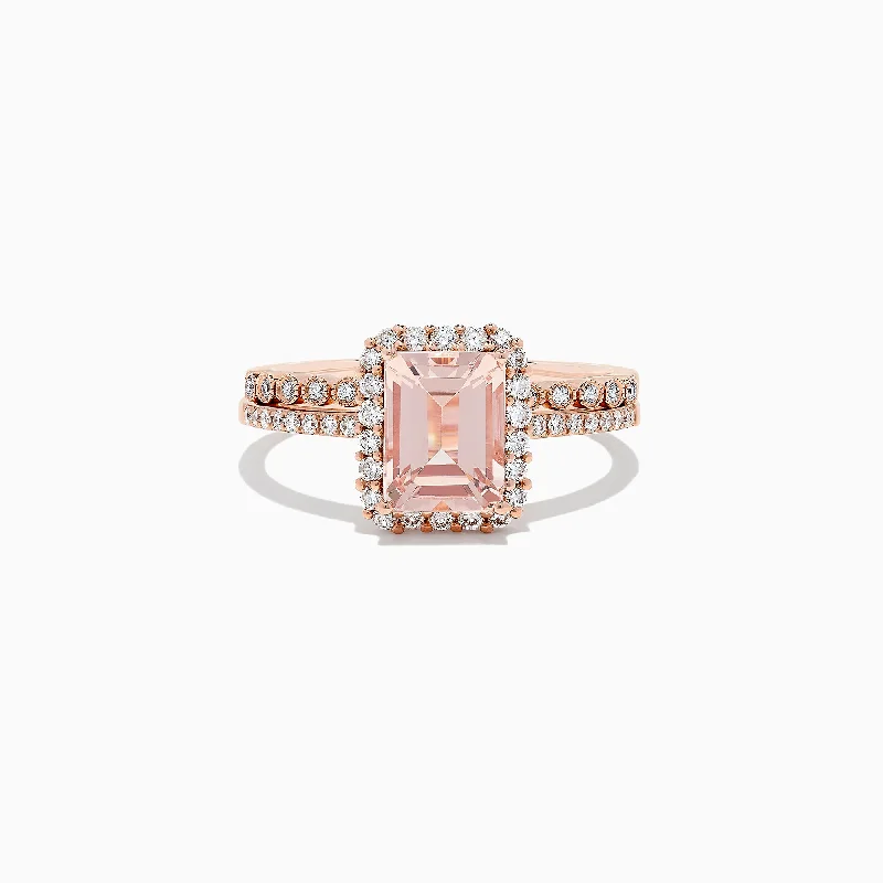 Blush 14K Rose Gold Morganite and Diamond Ring, 1.53 TCW