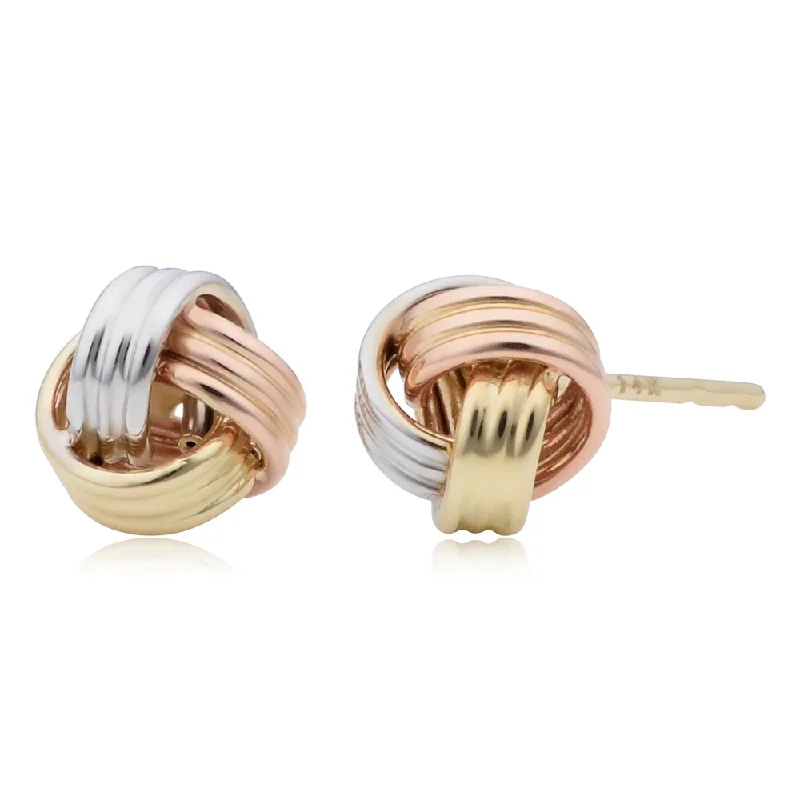 14k Tricolor Gold Love Knot Stud Earrings