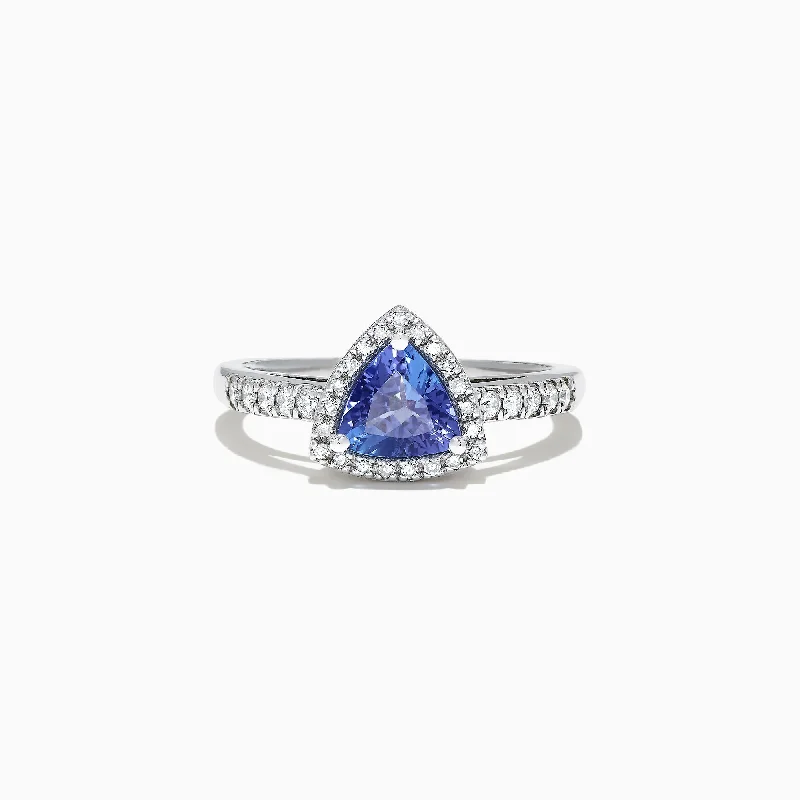 Nahla Siri 14K White Gold Trillion Tanzanite and Diamond Ring, 0.96 TCW