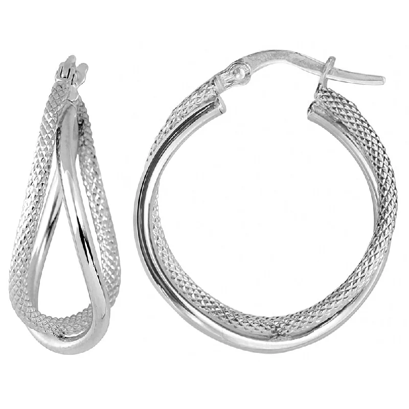 Fremada 10k White Gold Double Hoop Earrings