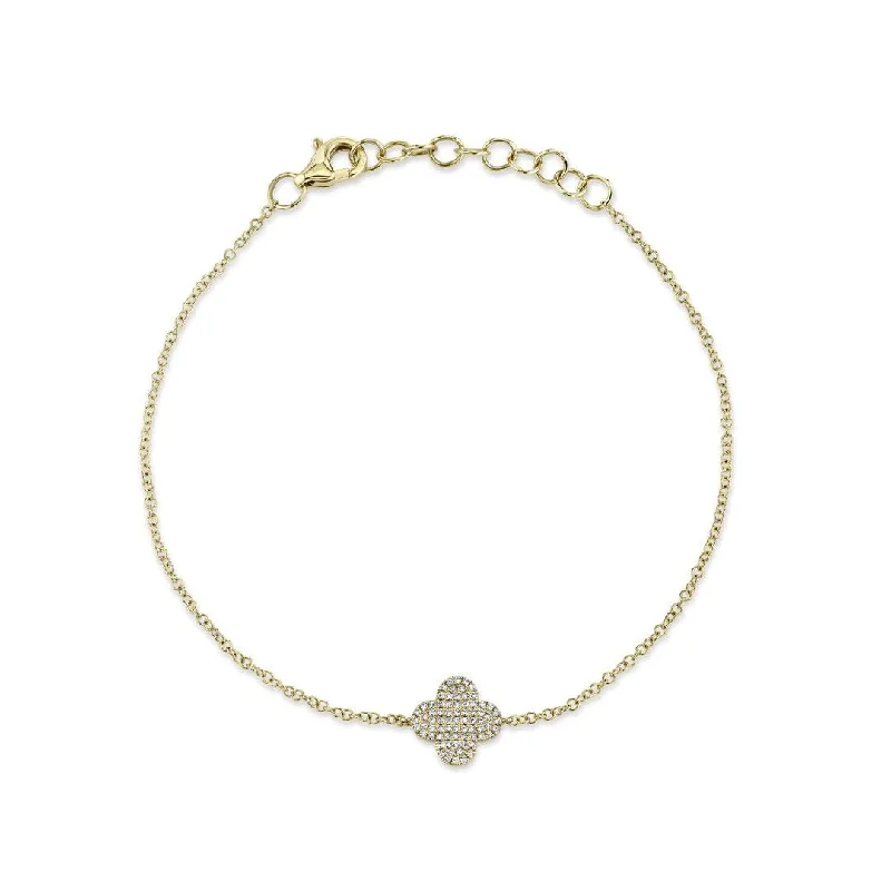 Shy Creation Pave Diamond Clover Bracelet