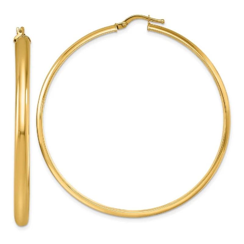 Curata 14k Yellow Gold Large Polished Hoop Earrings - 56.2x54.5mm