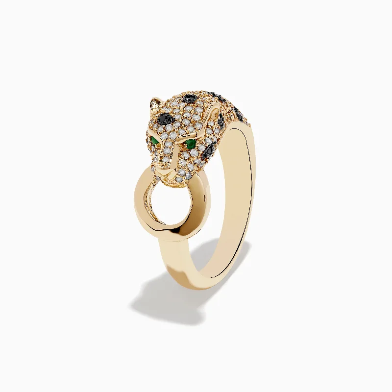 Signature 14K Yellow Gold Diamond and Emerald Ring, 0.67 TCW