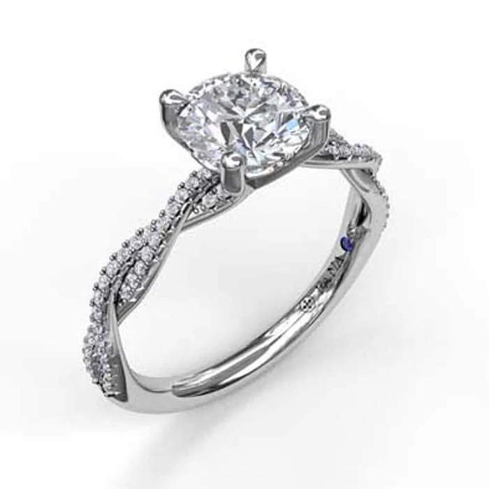 Fana Twisted Shoulder Engagement Ring Semi-Mounting in 14K White Gold