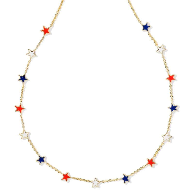 Kendra Scott | Sierra Gold Star Strand Necklace in Red, White, and Blue Mix