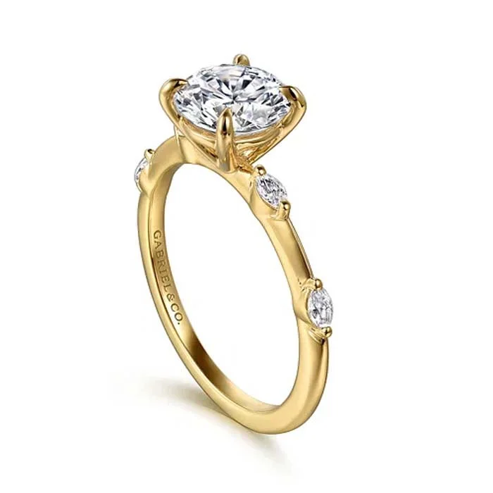 Gabriel & Co. "Marline" Round Engagement Ring Semi-Mounting in 14K Yellow Gold