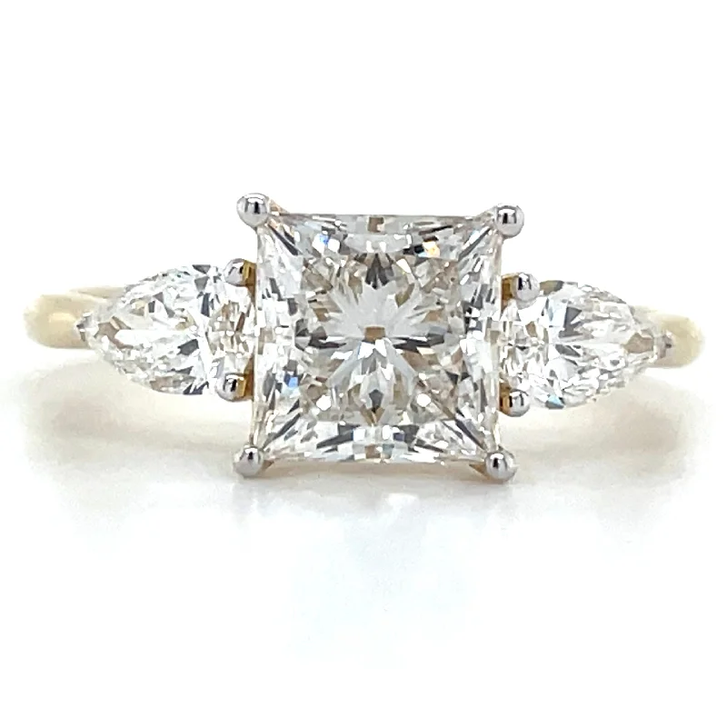 Diana - 14ct Yellow Gold 2ct Princess & Pear Laboratory Grown Diamond Engagement Ring