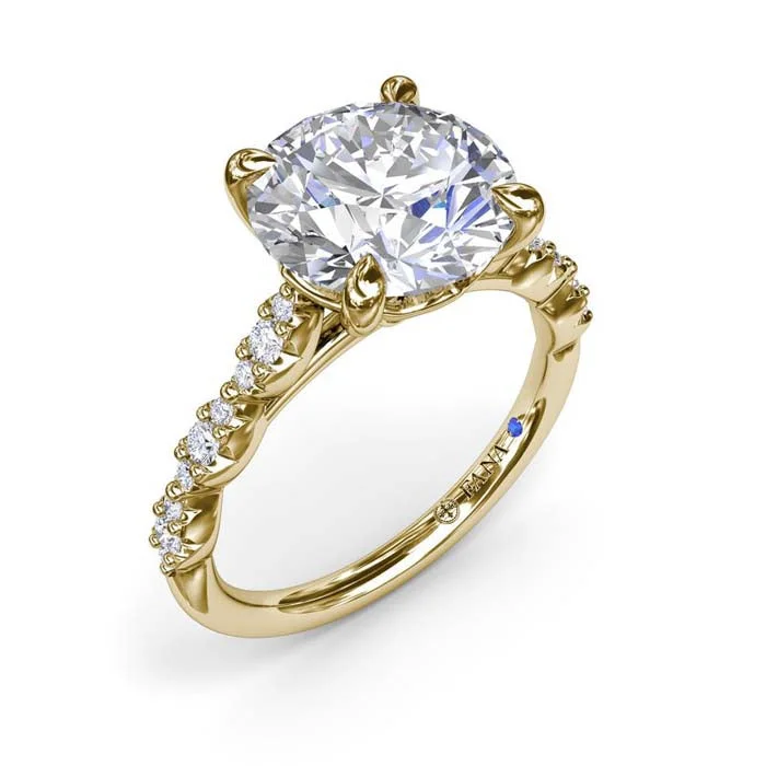 Fana Petite Pave Diamond Engagement Ring in 14K Yellow Gold