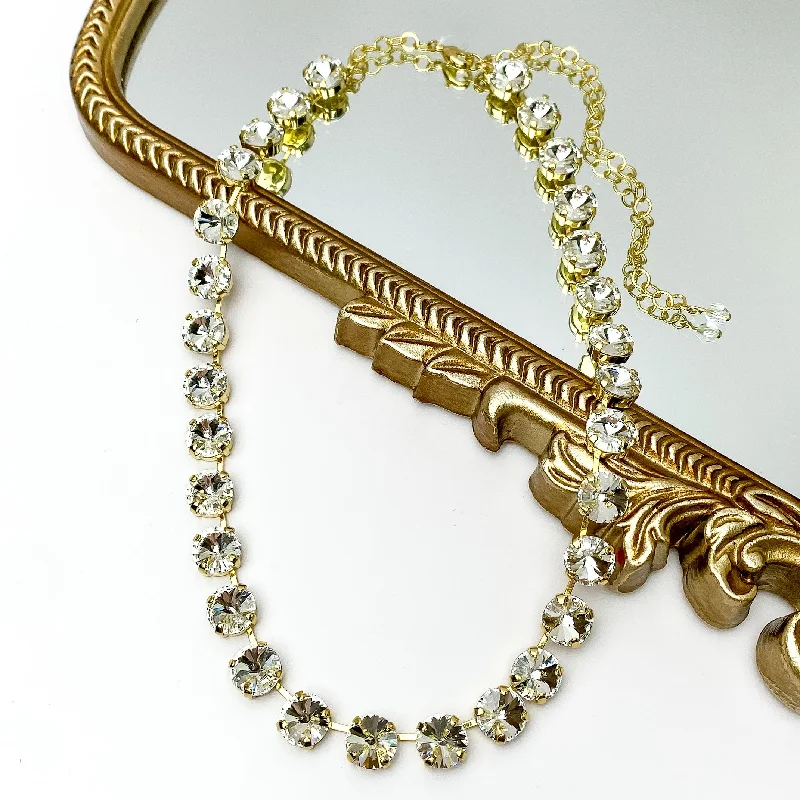 Sorrelli | Mara Crystal Statement Necklace in Bright Gold Tone and Clear