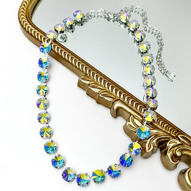 Sorrelli | Mara Crystal Statement Necklace in Palladium Silver Tone and Aurora Borealis