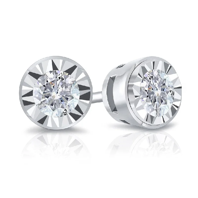 Auriya Round 1/6cttw Bezel Set Diamond Stud Earrings 14K Gold