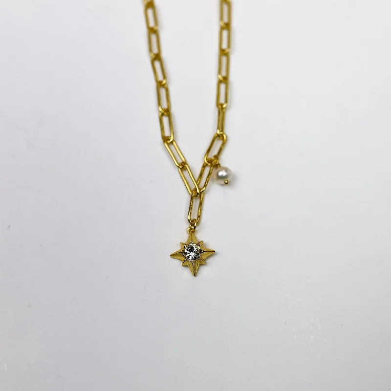 Sorrelli | Charity Pendant Necklace in Bright Gold Tone and Modern Pearl