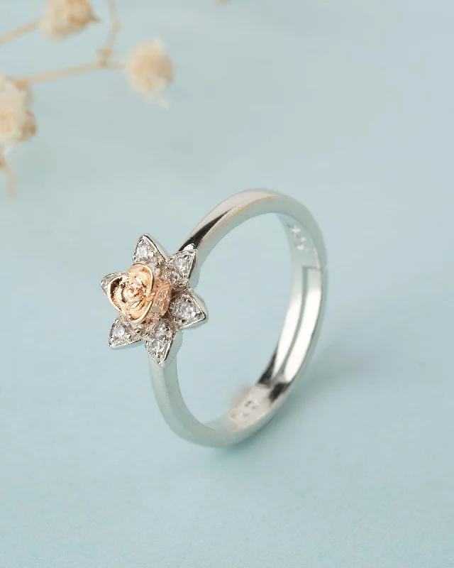 925 Sterling Silver Beautiful Rose Ring R01599