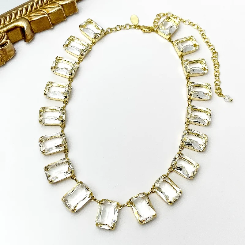 Sorrelli | Julianna Emerald Crystal Statement Necklace in Bright Gold Tone and Clear