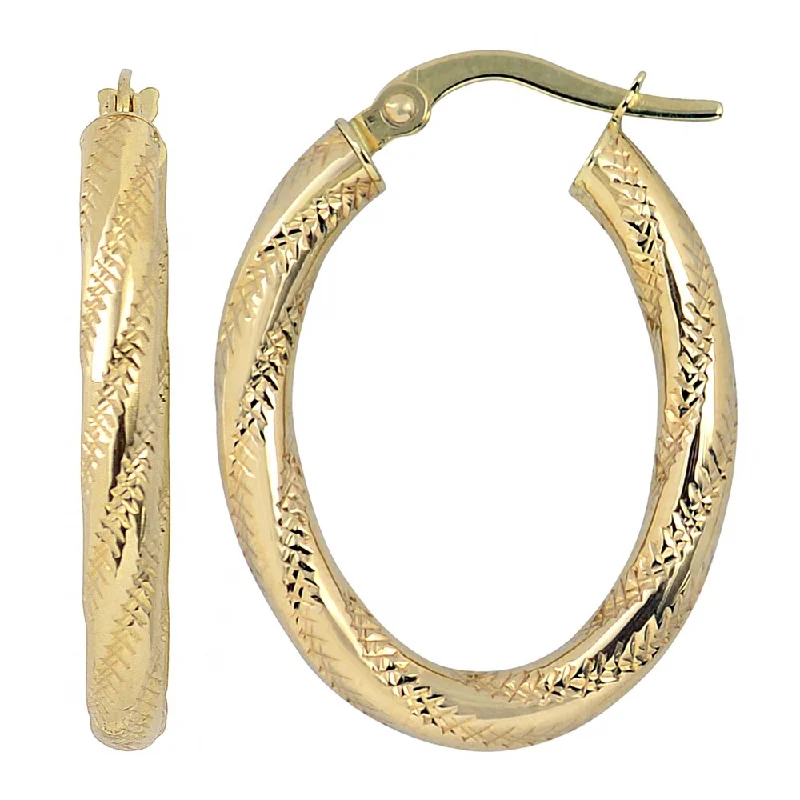 Fremada 10k Yellow Gold 3mm Oval Hoop Earrings