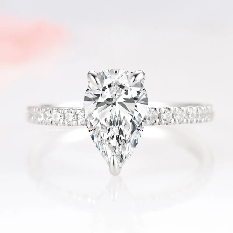 Lumiere Moissanite or Diamond Engagement Ring- 14K White Gold