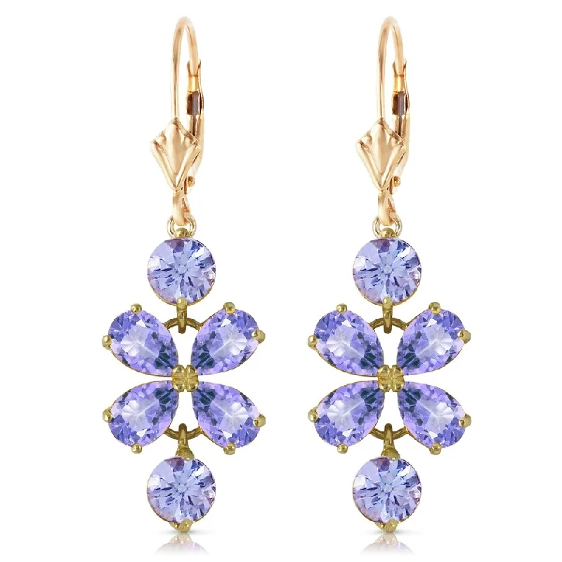 5.32 Carat 14K Solid Gold Petals Tanzanite Earrings