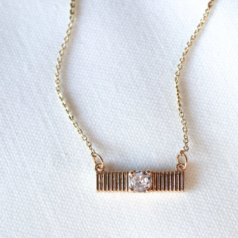 Kinsey Designs | Quinn Gold Tone Bar Necklace with CZ Crystal Accent