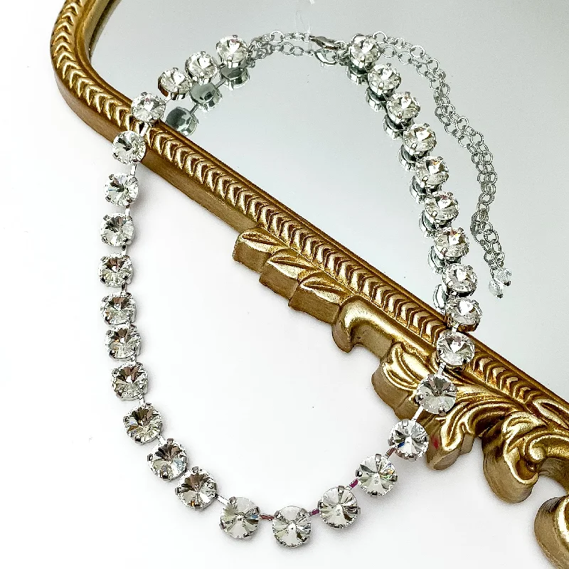 Sorrelli | Mara Crystal Statement Necklace in Palladium Silver Tone and Clear