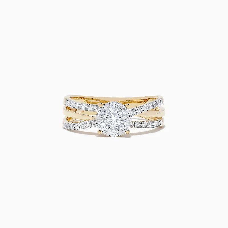 Bouquet 14K Yellow Gold Diamond Cluster Ring, 0.39 TCW