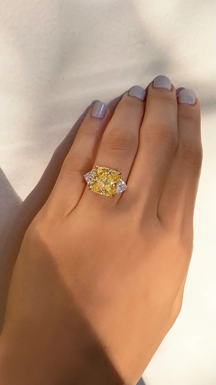 Canary Cushion Cut Yellow Zircon Ring